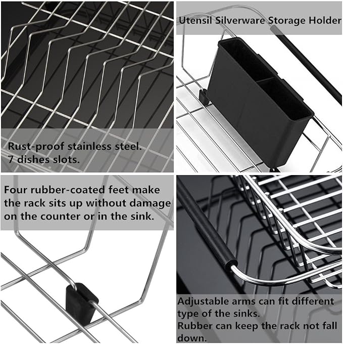 SANNO Expandable Dish Drying Rack Over The Sink Dish Drainer Dish Rack in Sink - Image 7