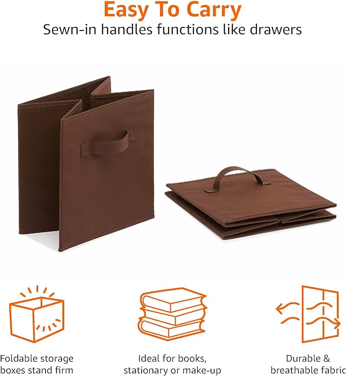 Amazon Basics Cube Organizer Storage Bins Handles, Collapsible Fabric, - Image 4