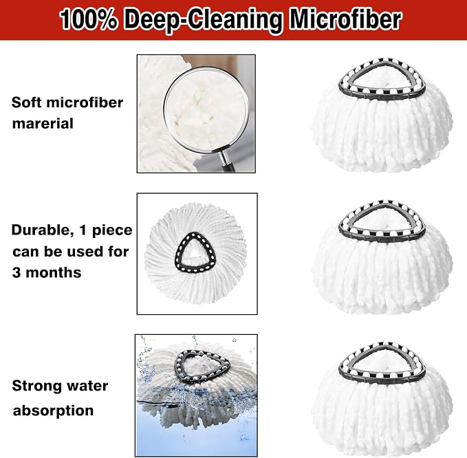 10 Pack Spin Mop Replacement Heads, 100% Microfiber Spin Mop Refill - Image 4