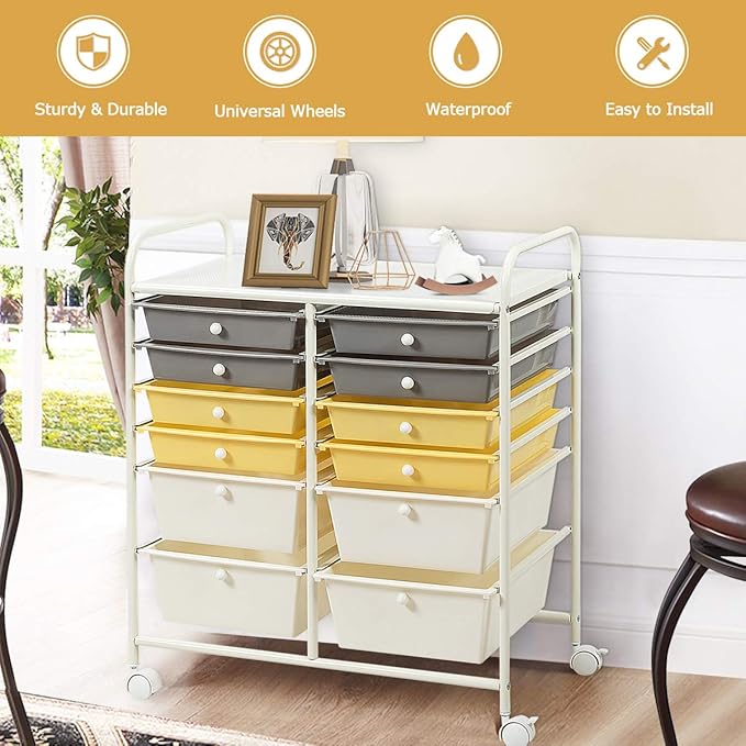 GOFLAME 12-Drawer Rolling Storage Cart, Mobile Utility Cart - Image 4