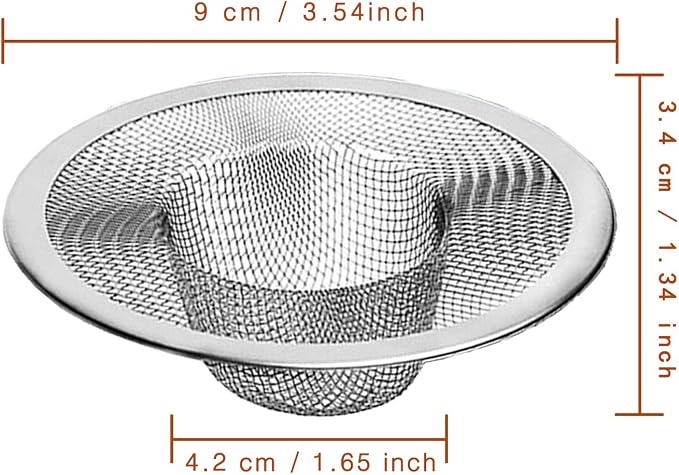2pcs Heavy Duty Stainless Steel Slop Basket Filter Trap, 3.54" Top / 1.65" Mesh - Image 2