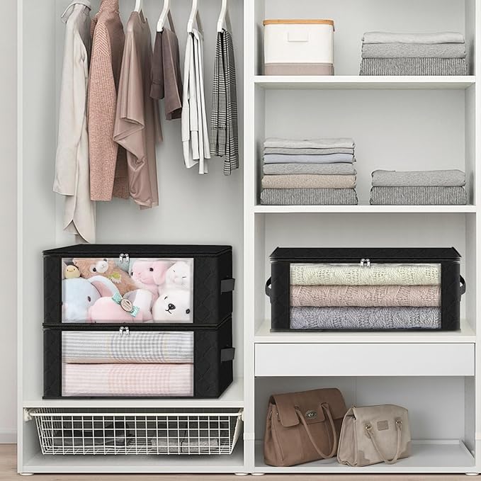 HomeHacks Storage 3-Pack Clothes Organizer Storage Bags Foldable Storage Box - Image 5
