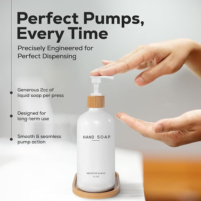 White Glass Hand and Dish Soap Dispenser Set by Brighter Barns - Image 4