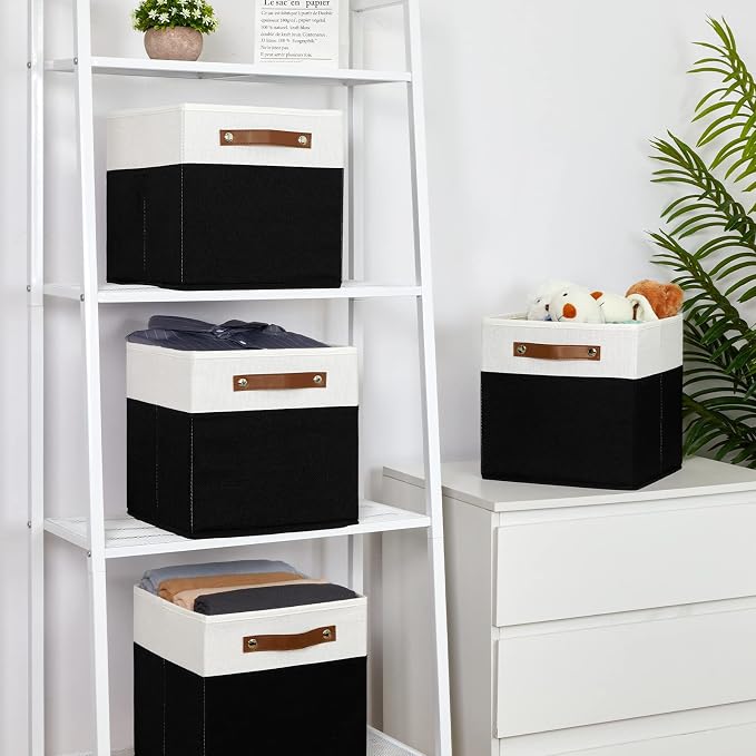 Temary 11 inch Cube Storage Bin 4 Pack Fabric Storage Cubes - Image 6