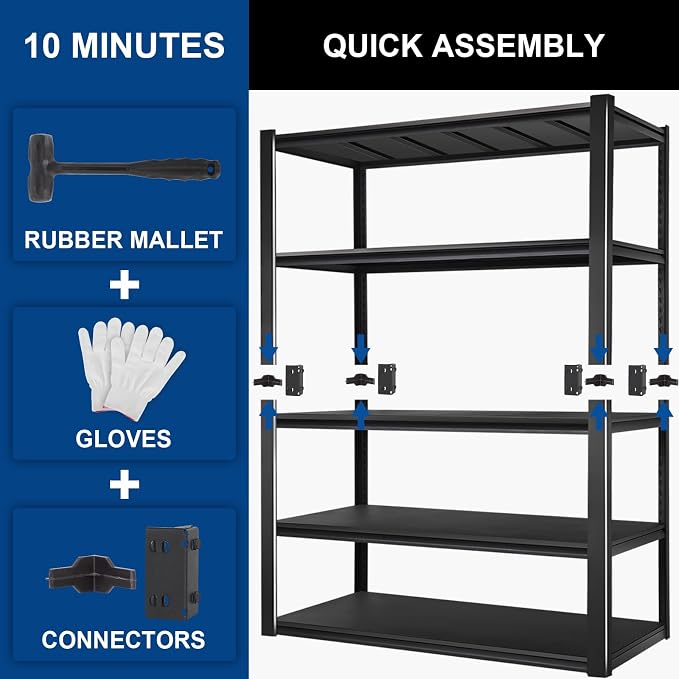 BILT HARD 3500LBS 48" W x 24" D x 72" H Garage Shelving, 5-Shelf Industrial - Image 7