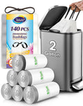 Teivio 2 Gallon 140pcs Strong Drawstring Trash Bags Garbage Bags, Bathroom by Teivio