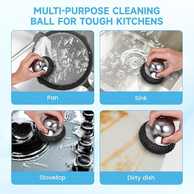 6 Pcs Steel Wool Scrubber, Stainless Steel Scrubber - Image 5