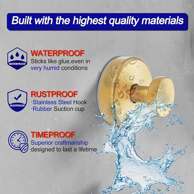 Suction Cup Hooks for Shower, Removable Towel Hooks for Bathroom Window Glass - Image 2