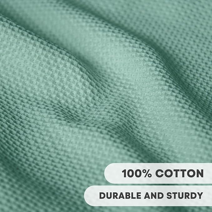 Artoid Mode 100% Cotton Light Green Waffle Weave Kitchen Dish Cloths, 12x12 - Image 2