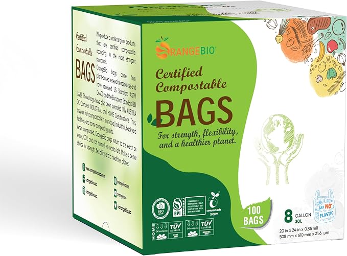 OrangeBio 6~8 Gallon Compostable Trash Bags, Plant-Based Garbage Bags - Image 7