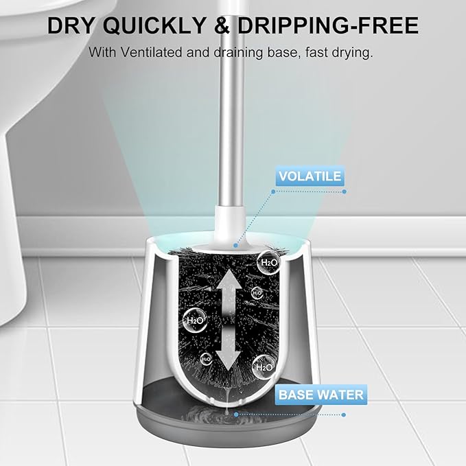 SetSail Toilet Brush and Holder, Self Closing Lid Toilet Bowl Brushes Holder - Image 5