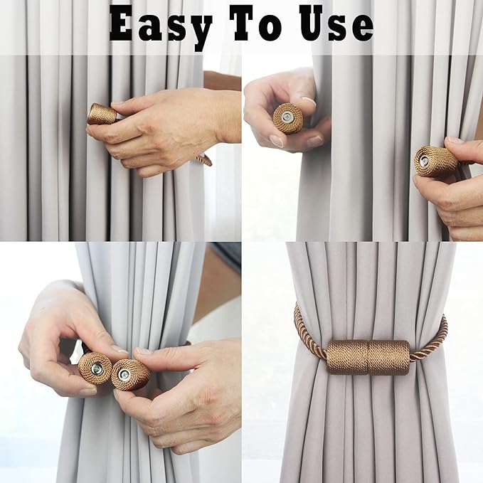 2 Pack Strong Magnetic Curtain Tiebacks Outdoor Elegant Decorative Tie Backs - Image 4