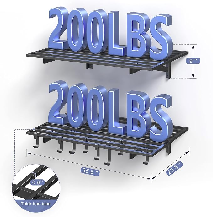 2-Pack 2x3ft Garage Shelving Wall Mounted, 400LB Capacity - Image 3