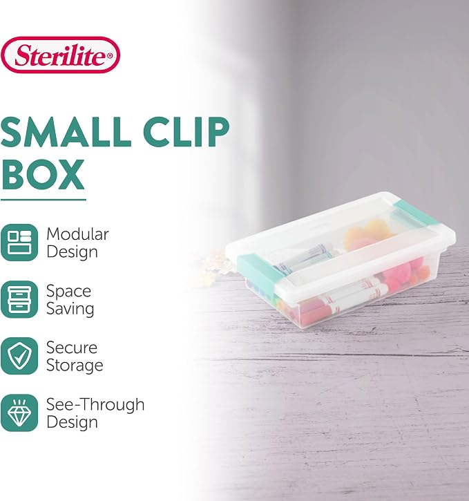 Sterilite 6-Pack Clip Box, Stackable Clear Plastic Bins - Image 2