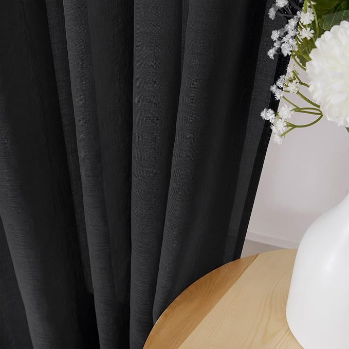 Tollpiz Short Sheer Curtains Linen Textured Living Room Curtain Sheers Light - Image 3