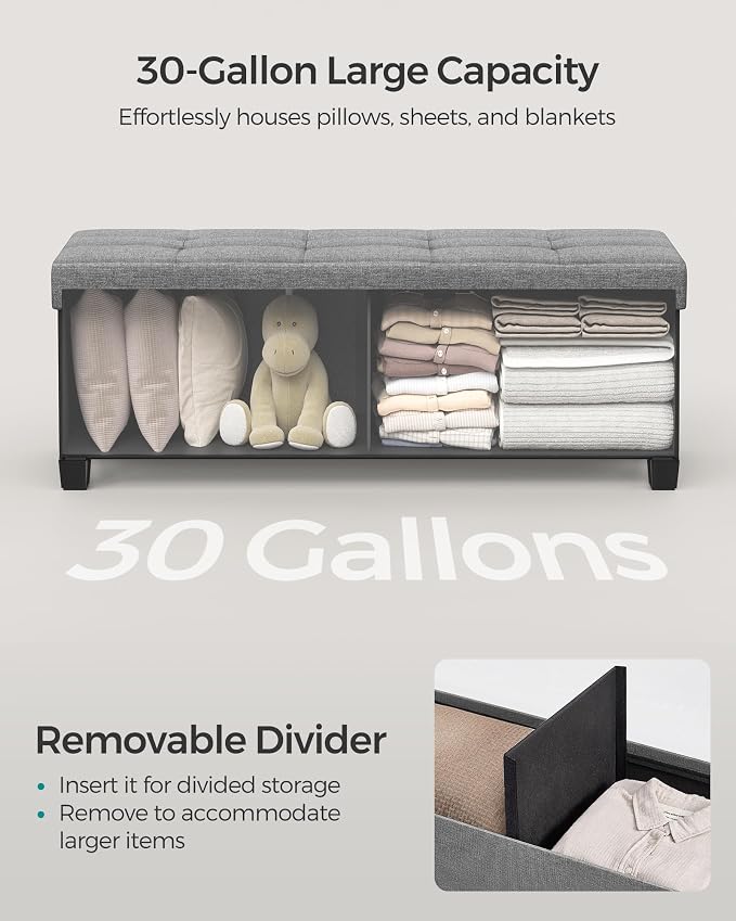 SONGMICS Storage Ottoman Bench, Foldable Foot Rest - Image 5