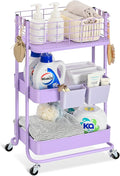 KINGRACK 3 Tier Rolling Cart, Metal Mobile Storage Shelf by KINGRACK