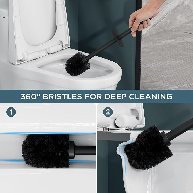 FORIOUS Toilet Brush and Holder Set, Heavy Duty 304 Stainless Steel Base Square - Image 3