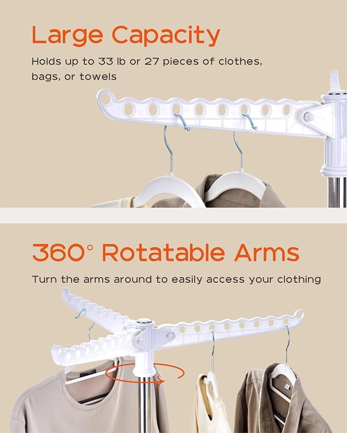 Clothes Drying Rack Foldable, 59 inch Tripod Laundry Drying Rack Indoor - Image 4