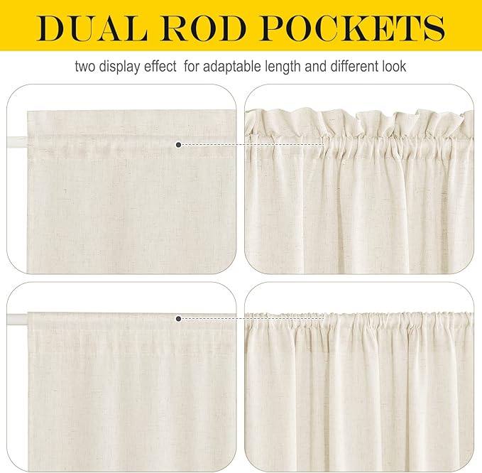 NICETOWN Natural Door Curtain for French Door, Thick Linen Blended Light - Image 3
