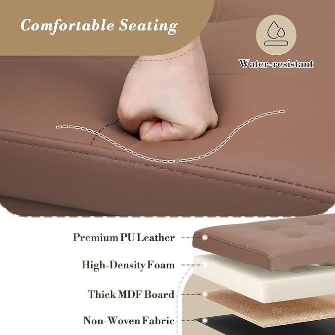 Athena Collection 30" Storage Ottoman Bench Folding Bench - Image 4