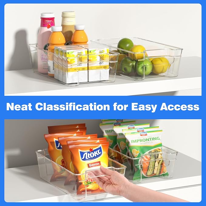 6 Pack Clear Refrigerator Storage Bins, Stackable Plastic Fridge Organizer - Image 4