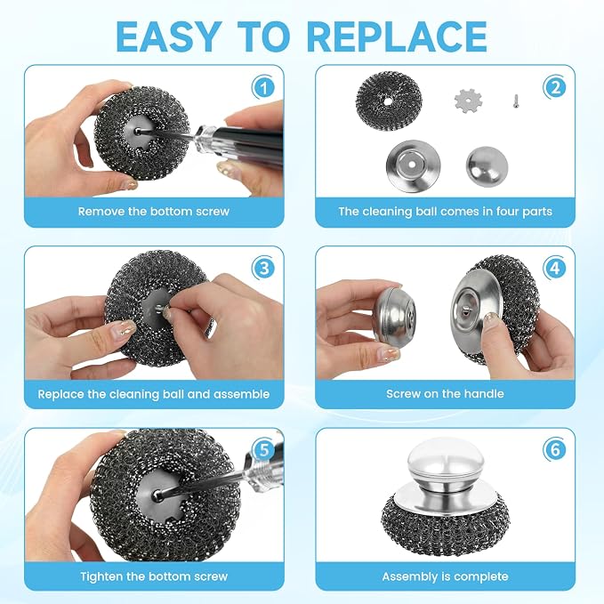 6 Pcs Steel Wool Scrubber, Stainless Steel Scrubber - Image 4