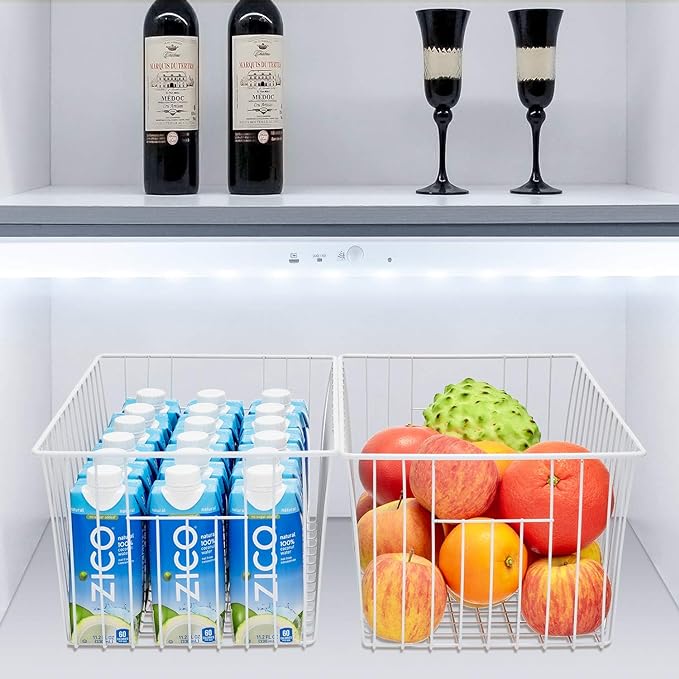 16inch Freezer Storage Organizer Baskets, Household Wire Refrigerator Bins - Image 7