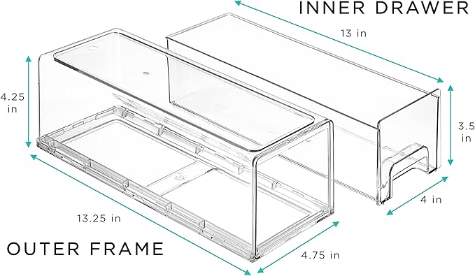 Sorbus Small Wide Clear Storage Drawers – Stackable Storage Drawers - Image 4