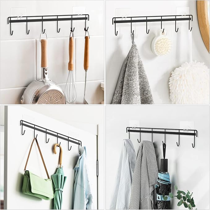 Myfolrena Adhesive Kitchen Hooks Utensil Hanger Holder Hanging Rack 2 Pack - Image 3