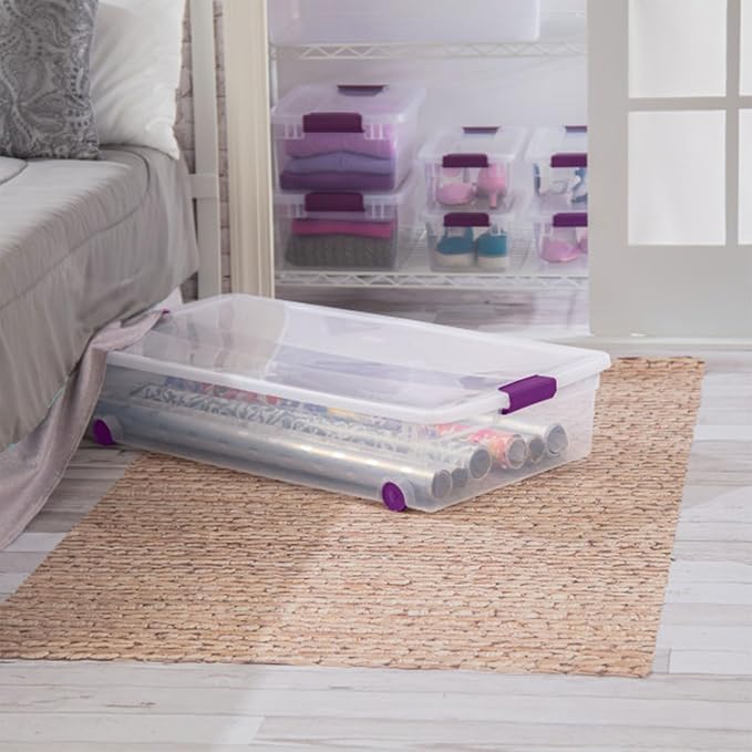 Sterilite 4-Pack 60 Quart ClearView Latch Box, Wheeled Underbed Organizer Bins - Image 6