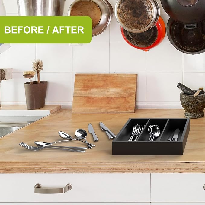 Bamboo Utensil Drawer Organizer, Kitchen Drawer Organizer - Image 7