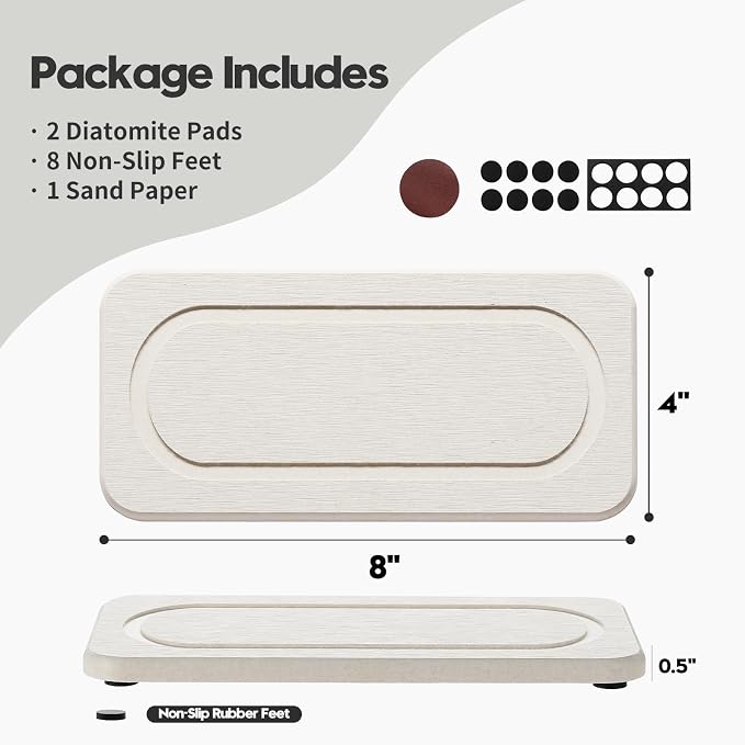 2Pack Diatomite Stone Sink Tray, Water Absorbing Faucet Mat - Image 4