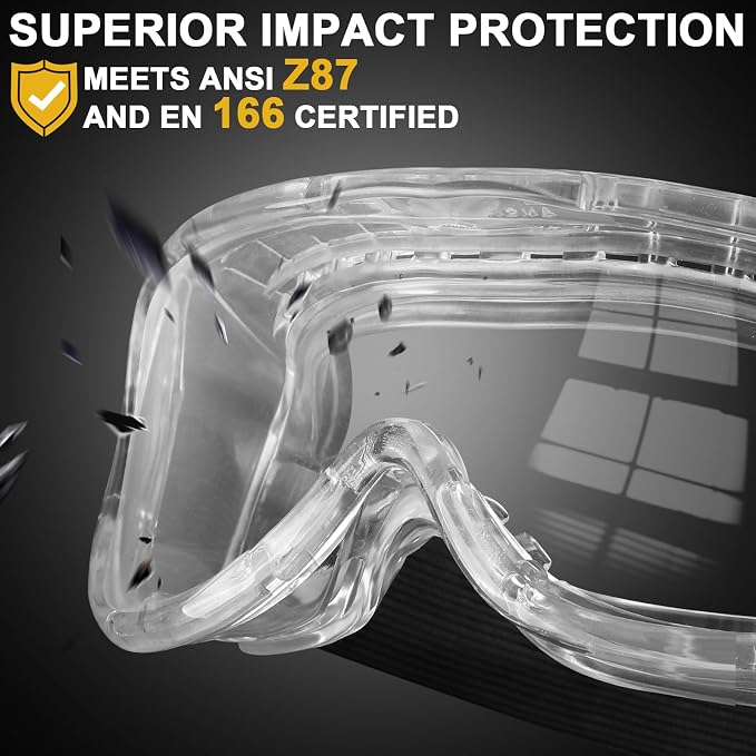 OXG 6 Pack Protective Safety Goggles Anti-Fog, Adjustable Chemical Splash Eye - Image 4