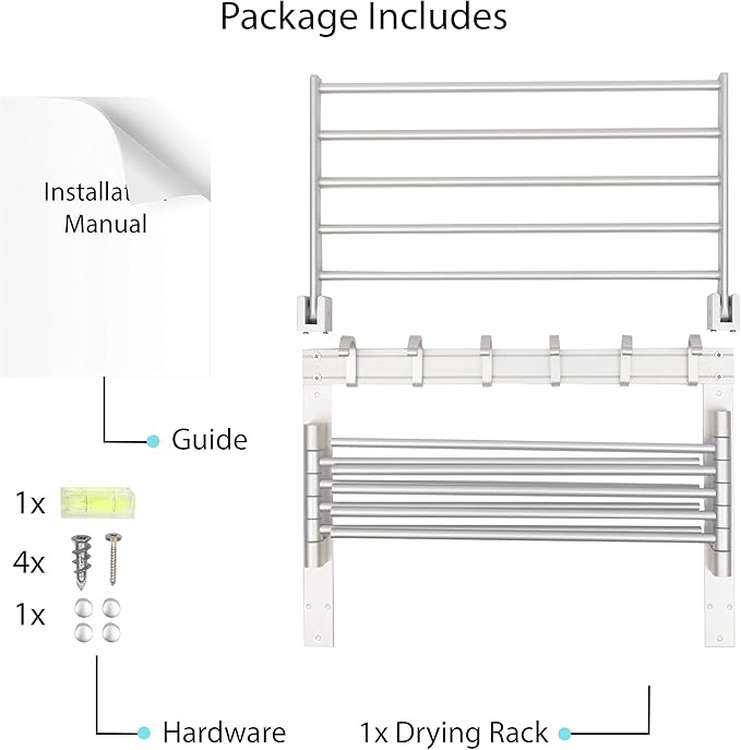 brightmaison BGT Wash Clothes Drying Rack Wall Mount Laundry Room Organizer - Image 7
