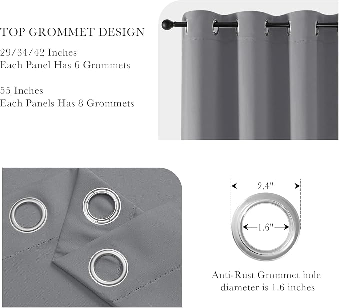 PONY DANCE Sliver Grey Blackout Curtains 42x60 Inches - Image 4