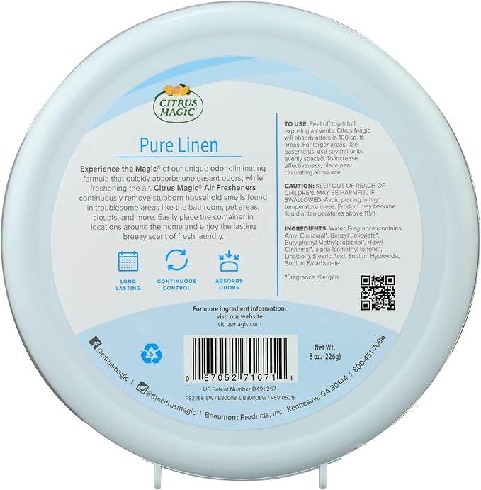 Citrus Magic Odor Absorbing Solid Air Freshener, Pure Linen - Image 2