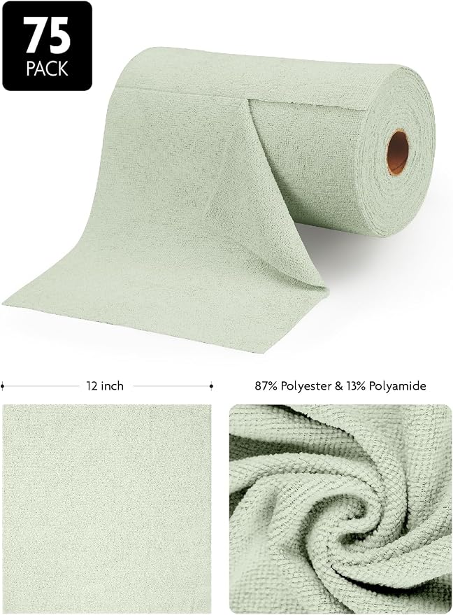Fantasticlean Microfiber Cleaning Cloth Roll -75 Pack, Tear Away Microfiber - Image 6