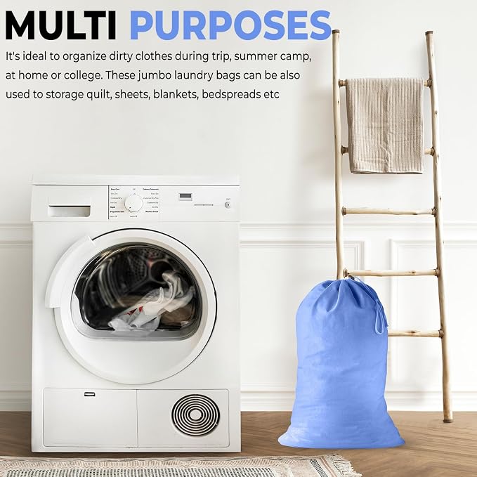 2 Pack - Extra Large Cotton Laundry Bag, Heavy Duty Large Laundry Bags 24 x 36 - Image 5