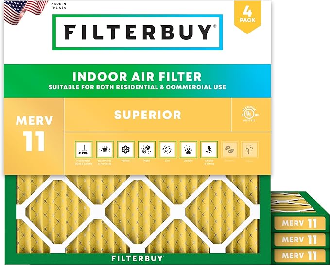Filterbuy 22x22x1 Air Filter MERV 11 Allergen Defense Replacement, by Filterbuy