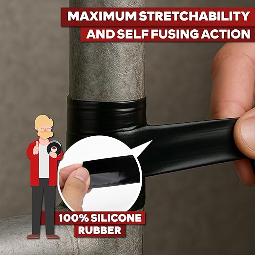 XFasten Self Fusing Silicone Tape Waterproof – 1" x 36 Feet Black, Self - Image 6