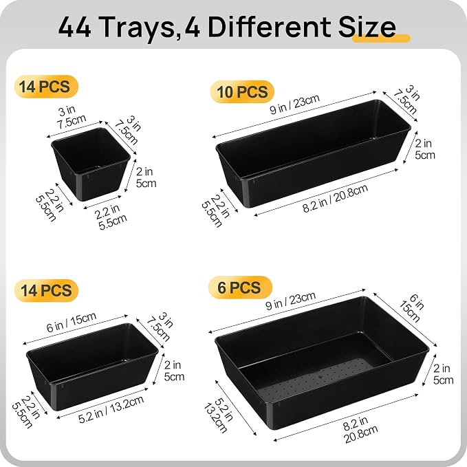 Vtopmart 44 PCS Plastic Drawer Organizers Set, 4-Size Versatile Bathroom and - Image 2