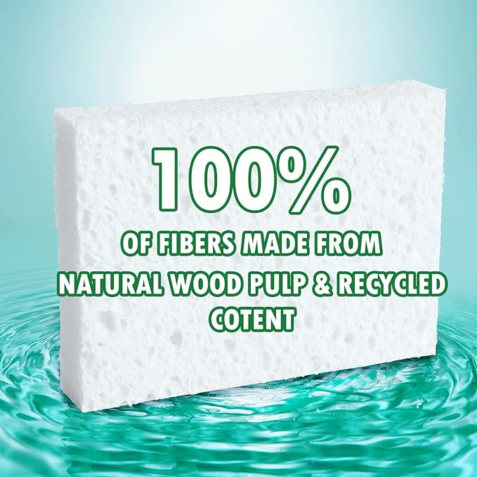 12 Pack Dishwashing Sponges Natural Cellulose Sponges Plant Based Resilient and - Image 2