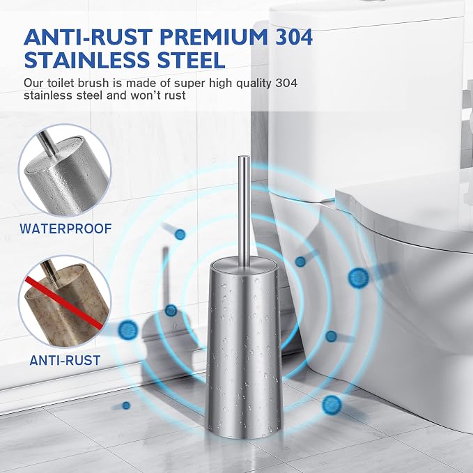 Toilet Brush and Holder, Toilet Brush 304 Stainless Steel, Toilet Bowl Brush - Image 2