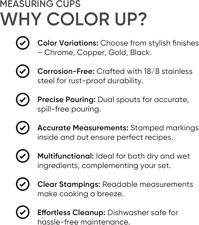 Color Up ⅔ Cup Measuring Cup – Premium Copper Stainless Steel, Accurate - Image 3
