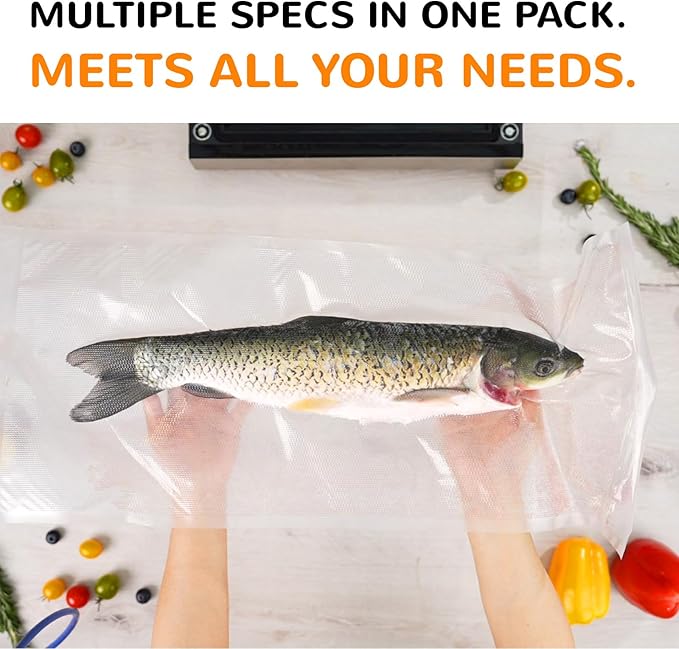 Multi-Size Sealing Solution Vacuum Sealer Bags & Rolls – 100x 6''x10'' - Image 3