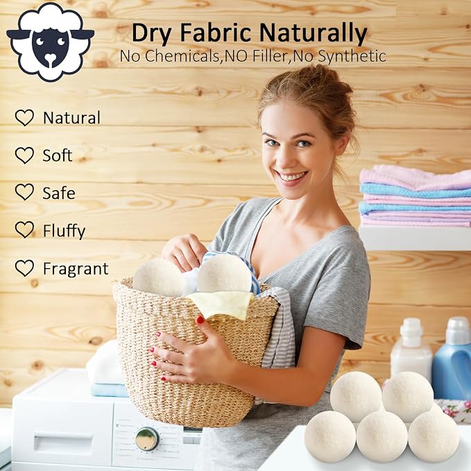 12 Pack Wool Dryer Balls XL Reusable Laundry Balls - Image 4