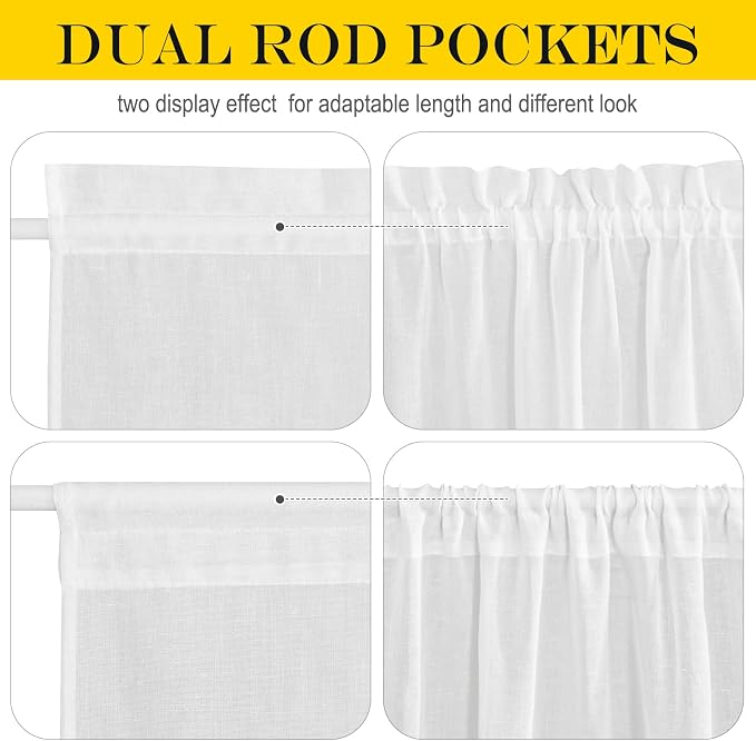 NICETOWN Faux Linen French Door Curtain 72 Inch Length Farmhouse Window - Image 4