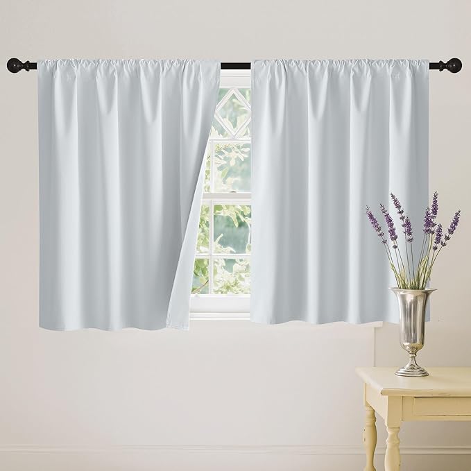 RYB HOME White Short Blackout for Small Window 45 inches Length, Thermal by RYBHOME