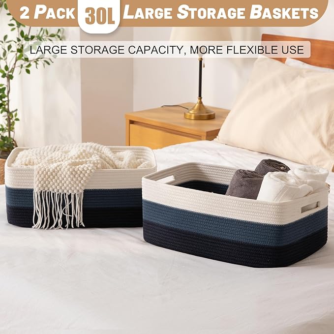 Large Storage Basket for Organizing, Woven Rope Basket for Shelves, Closet - Image 5